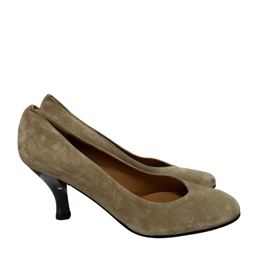 Salvatore Ferragamo Womens Classic Suede Pumps Size 8.5 NARROW‎ Taupe Heels